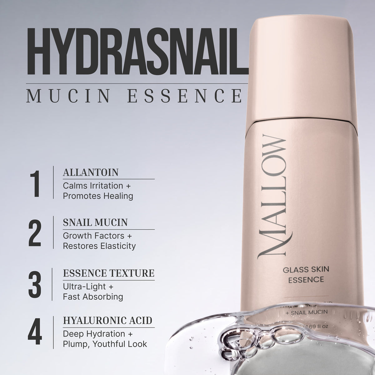 Glass Skin Essence — Hyaluronic Acid + Snail Mucin